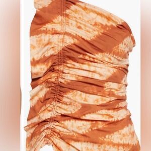 ULLA JOHNSON Senta One Shoulder Tie Dye Stripe Cotton Top Sequoia Size 12 $420